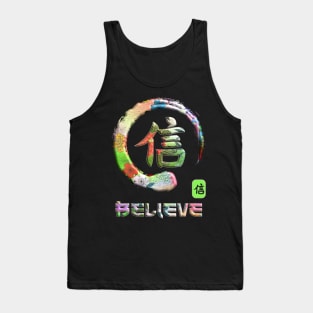 Believe Japanese Kanji Word Symbol Enso Circle 10 Tank Top